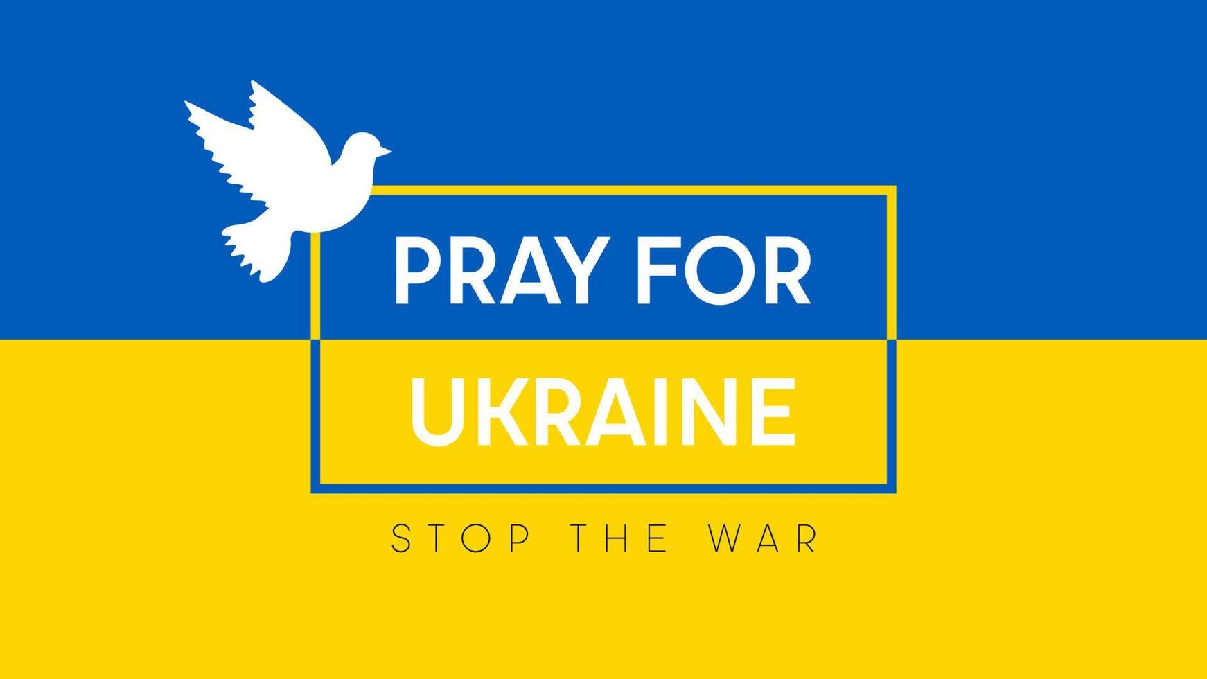 prega per l'ucraina, concetto di bandiera ucraina con la colomba della pace. salvare l'ucraina dalla russia. vettore