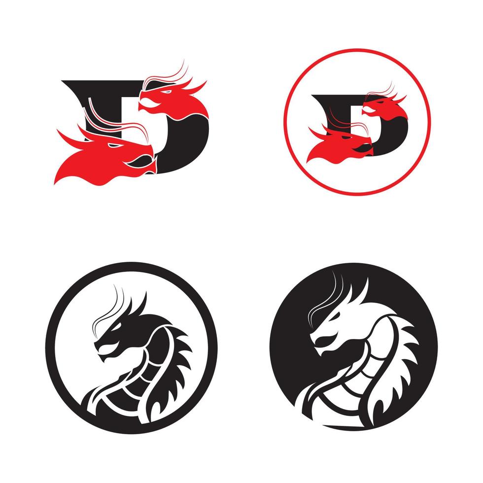 illustrazione dell'icona del vettore di progettazione del logo semplice del drago della testa