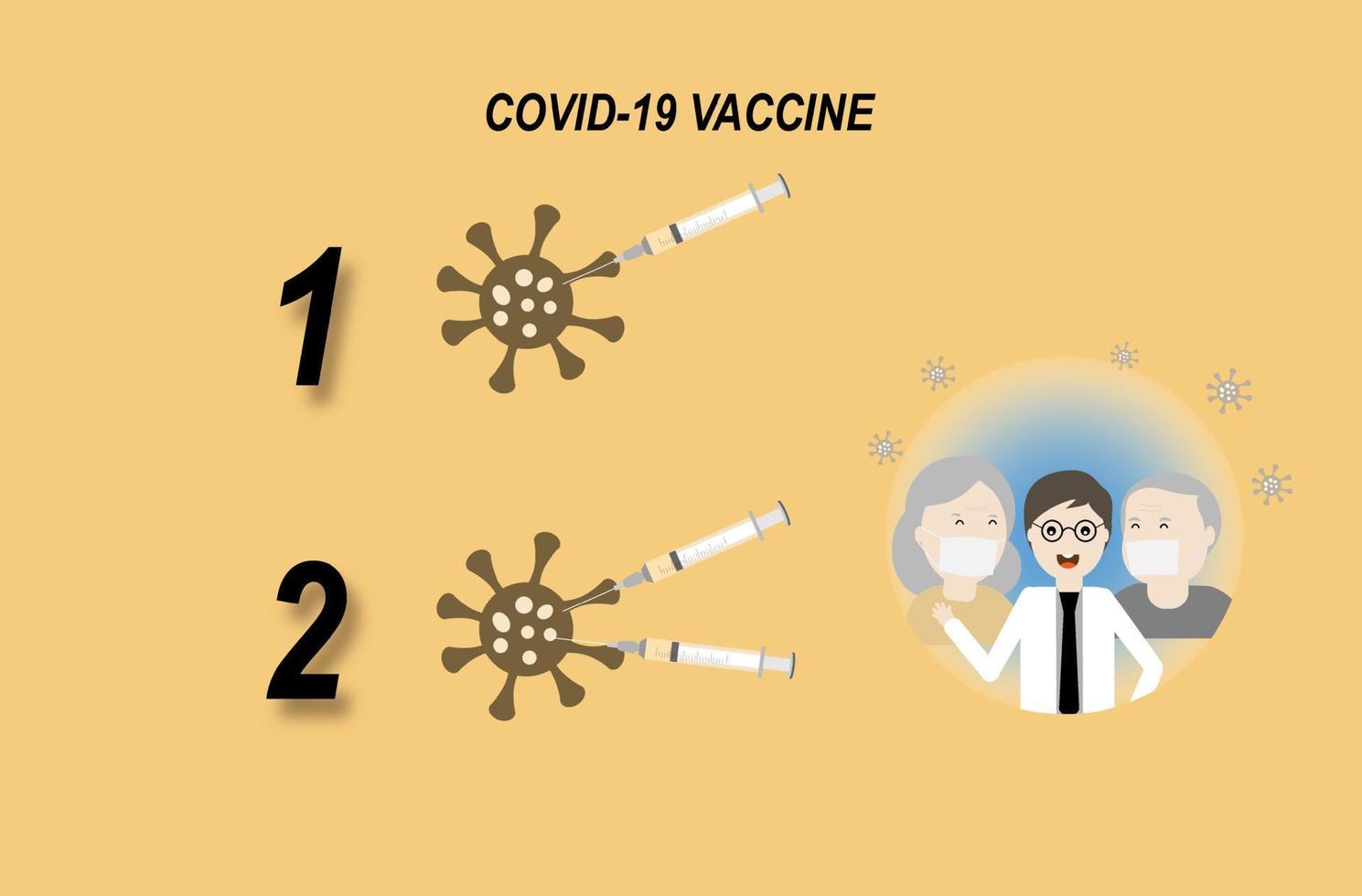 due dosi di vaccino per la protezione da coronavirus o covid-19. vettore