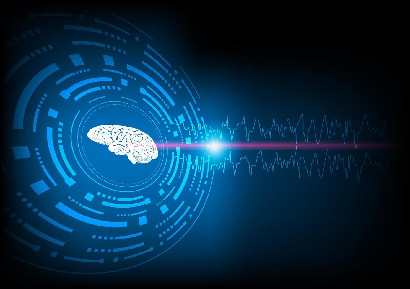 illustrazione del sequestro focale e del cervello umano su sfondo tecnologico vettore