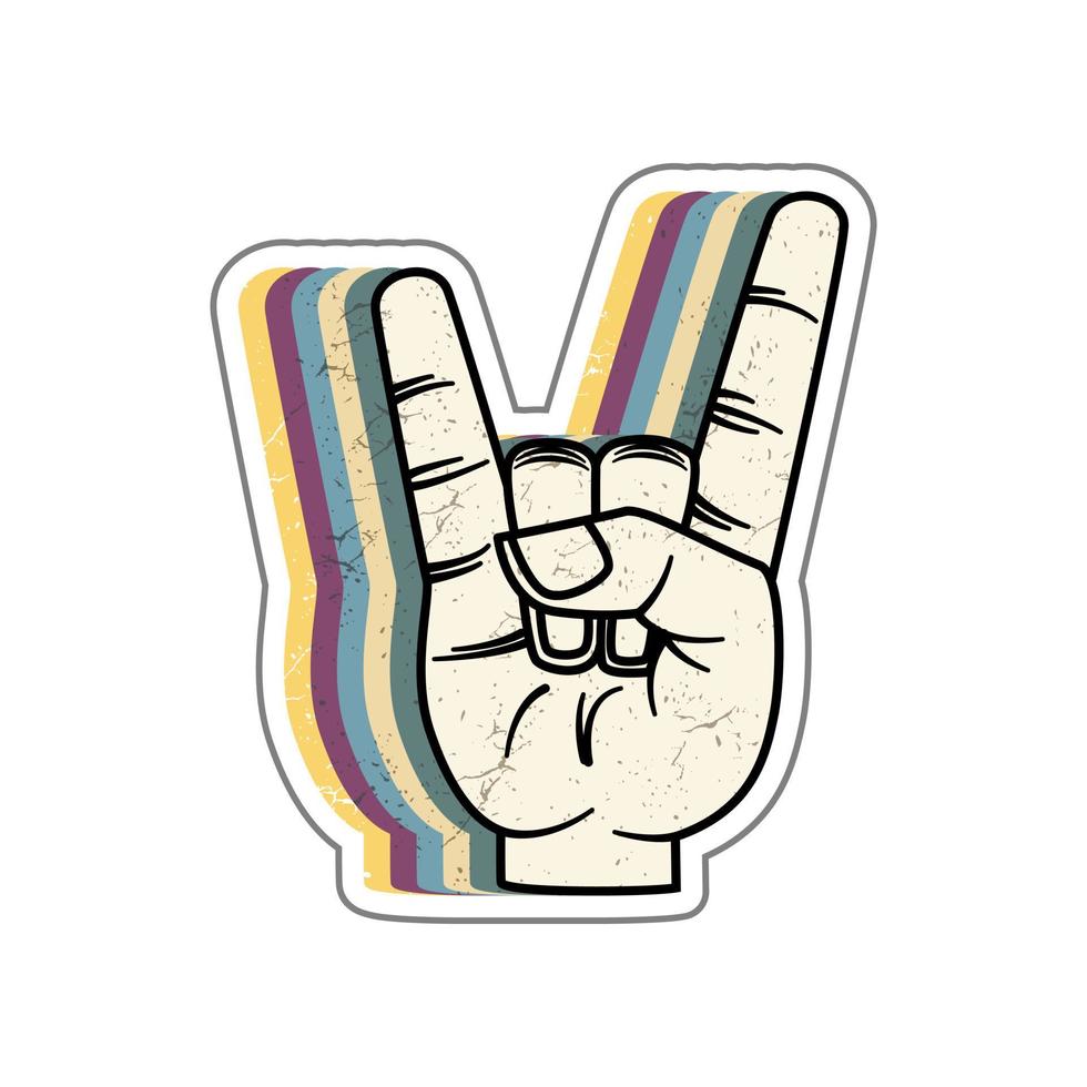 simbolo del segno rock and roll con gesto della mano di musica in metallo. vettore