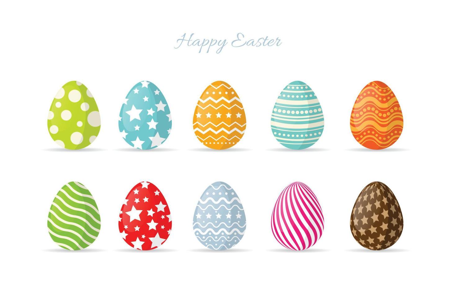 buona pasqua.set di uova di Pasqua con texture diverse su uno sfondo bianco.illustrazione vettoriale. vettore