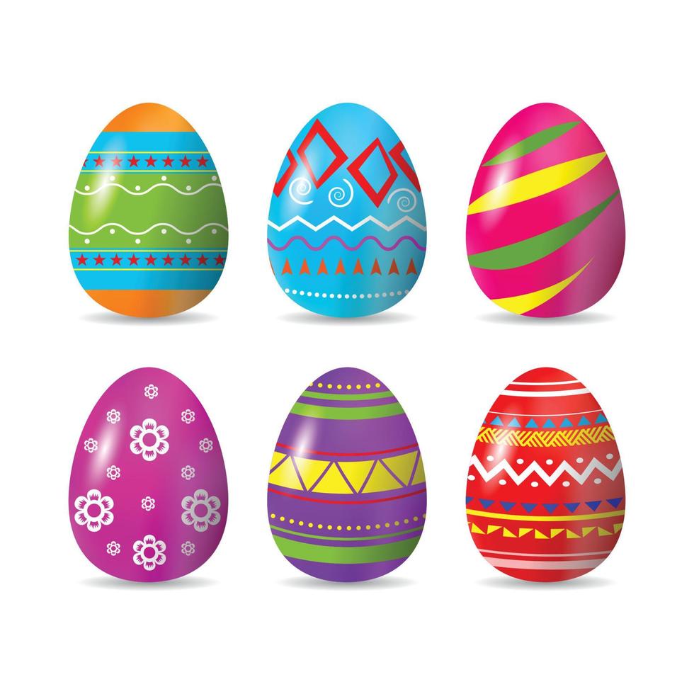 colora le uova di pasqua per il tuo design su sfondo bianco, buona pasqua vettore