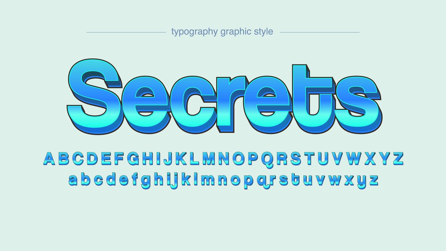 Tipografia 3D Blue Sans Serif vettore