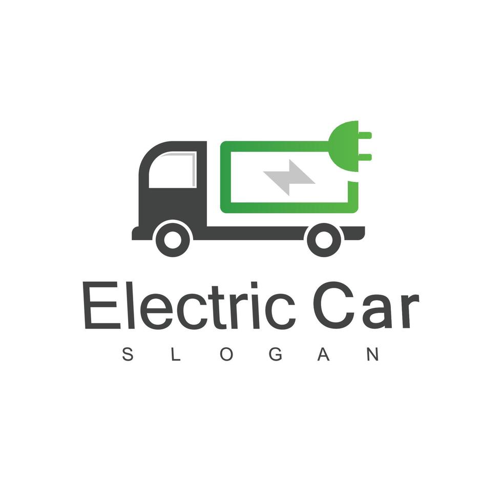 logo dell'auto elettrica con l'icona della spina e il simbolo del bullone vettore
