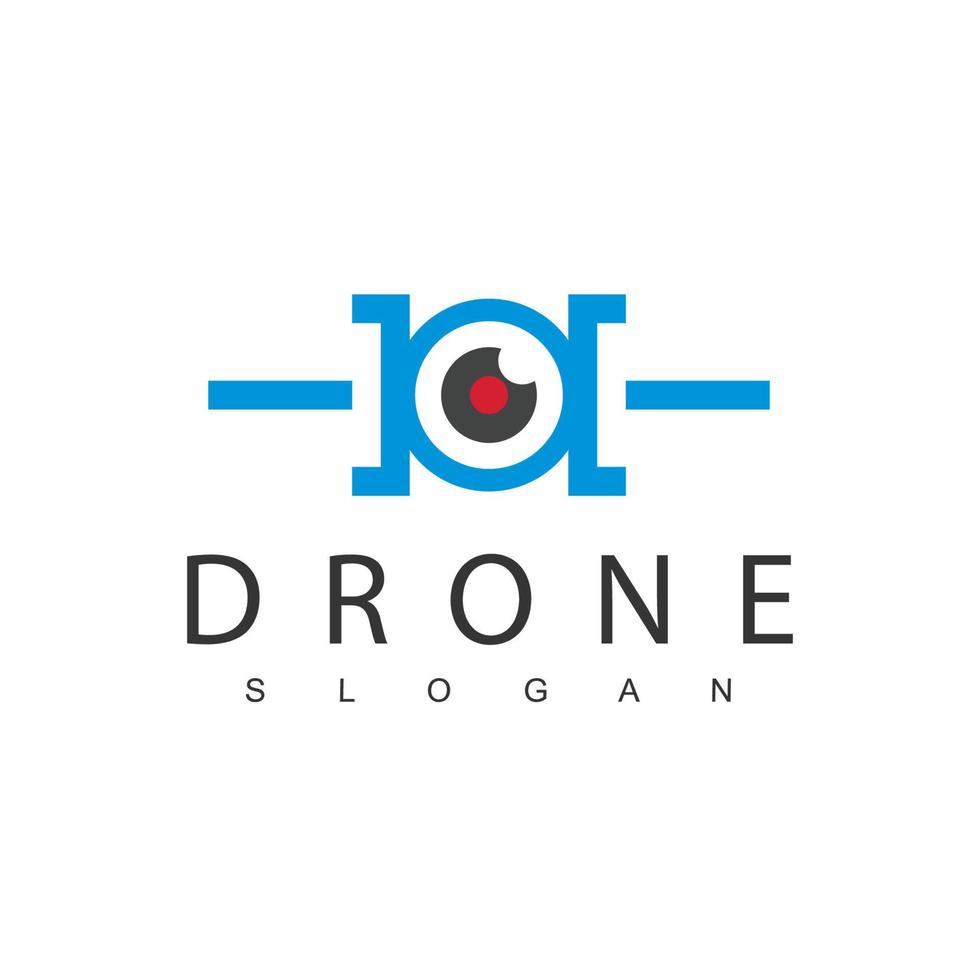 modello di progettazione del logo del drone, icona della fotografia dell'obiettivo vettore