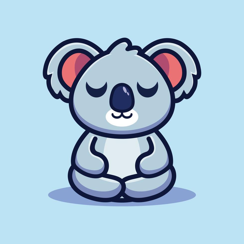 carino koala fare meditazione vettore premium