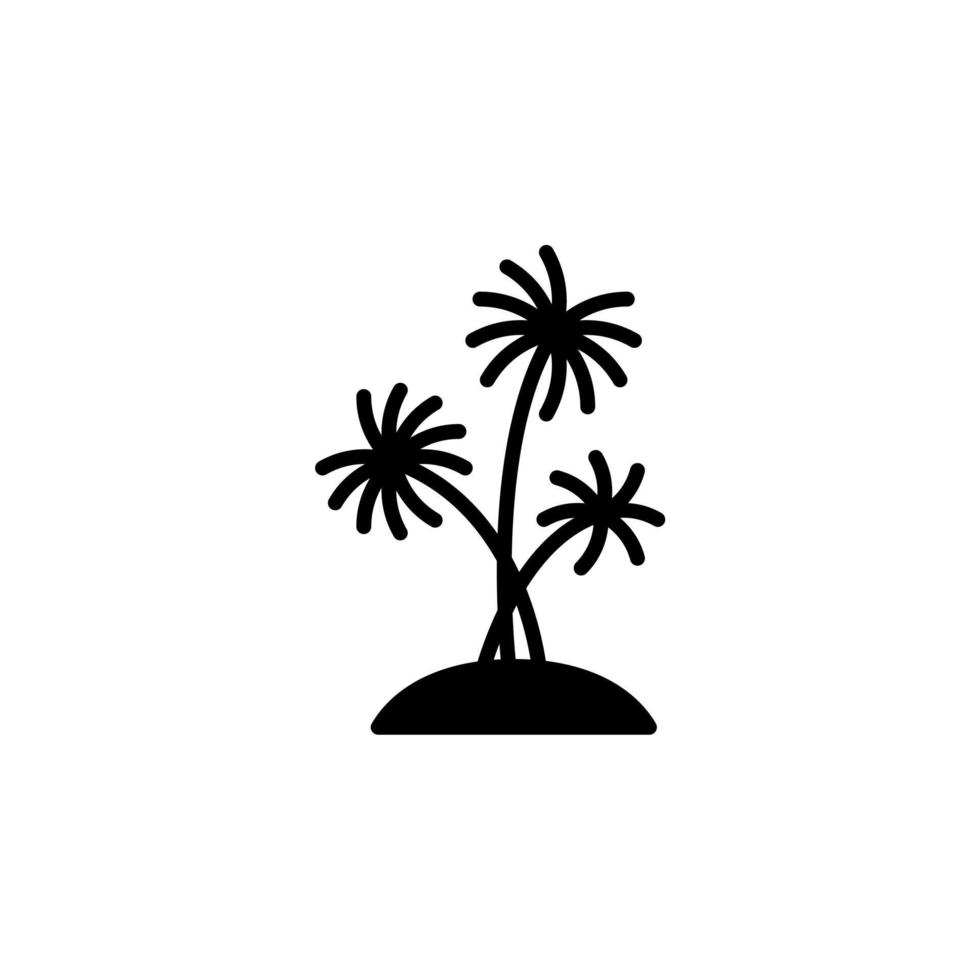 palma, cocco, albero, isola, spiaggia icona linea continua illustrazione vettoriale modello logo. adatto a molti scopi.