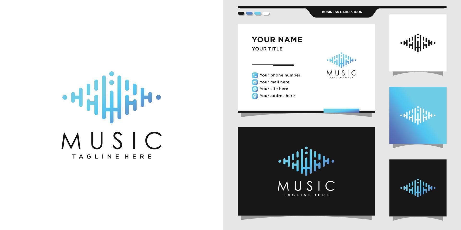 logo musicale con iniziale hw e design del biglietto da visita. vettore premium