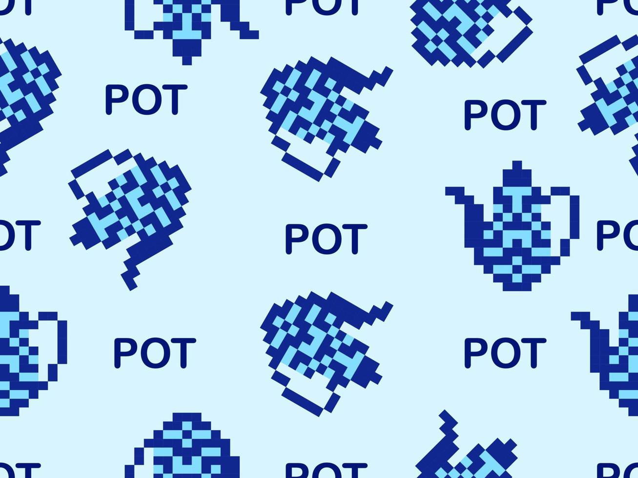 pot personaggio dei cartoni animati modello senza cuciture su sfondo blu.stile pixel vettore