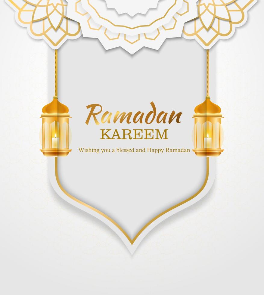 semplice illustrazione realistica della bandiera di eid mubarak e ramadan kareem vettore