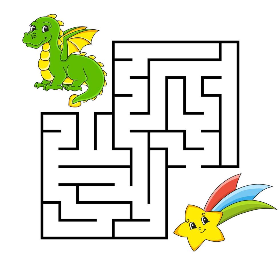 labirinto quadrato. gioco per bambini. puzzle per bambini. enigma del labirinto. tema da favola. vettore