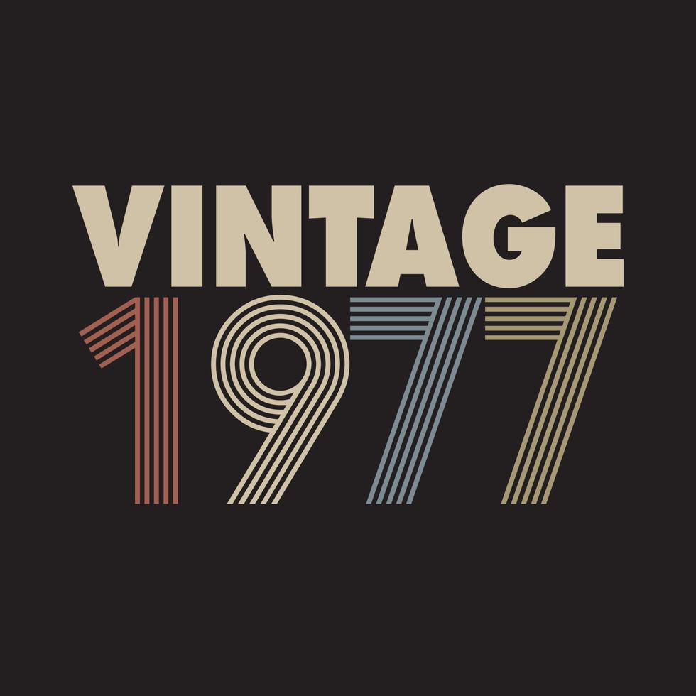 1977 design vintage t-shirt retrò, vettore, sfondo nero vettore