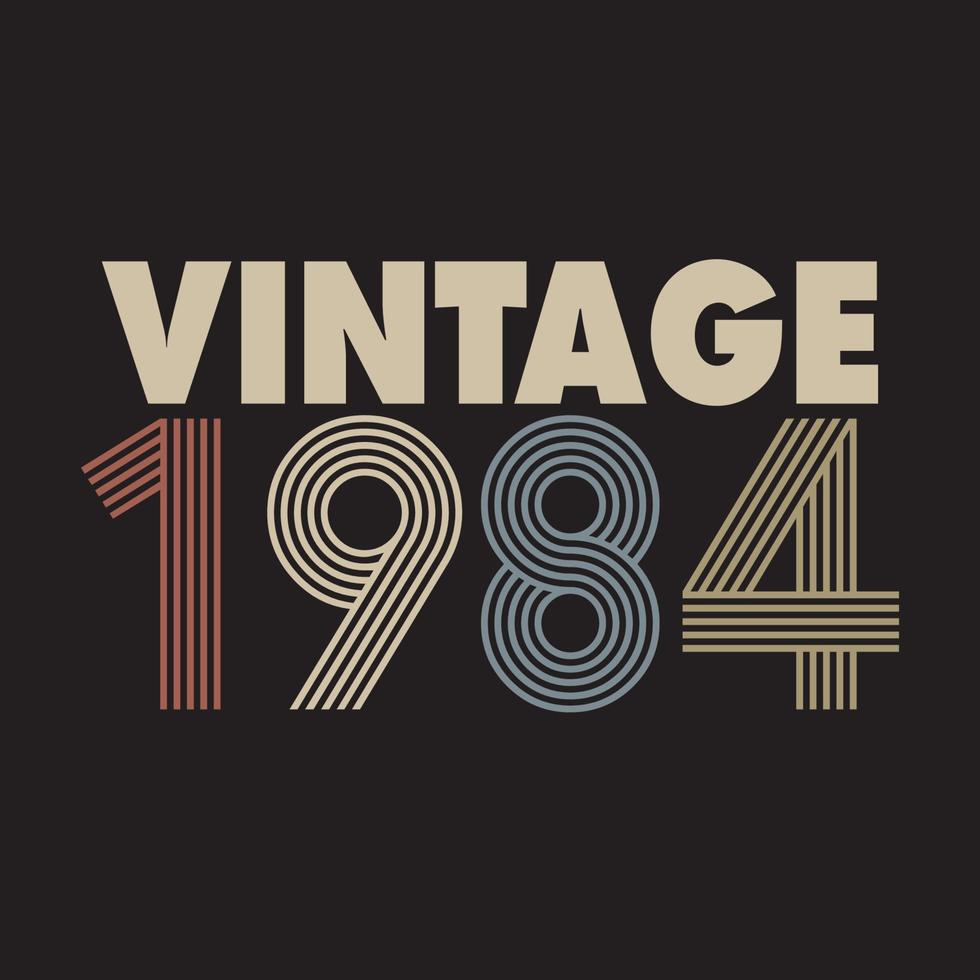 1984 design vintage t-shirt retrò, vettore, sfondo nero vettore
