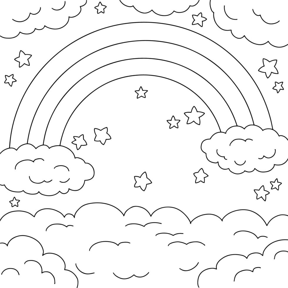 arcobaleno in bianco e nero. libro da colorare o pagina da colorare per  bambini. illustrazione vettoriale di sfondo della natura 8350568 Arte  vettoriale a Vecteezy