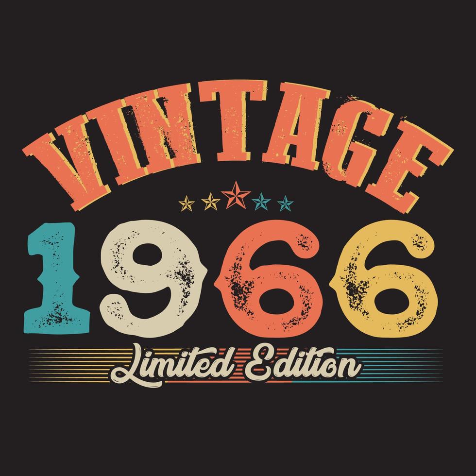 1966 design vintage t-shirt retrò, vettore, sfondo nero vettore