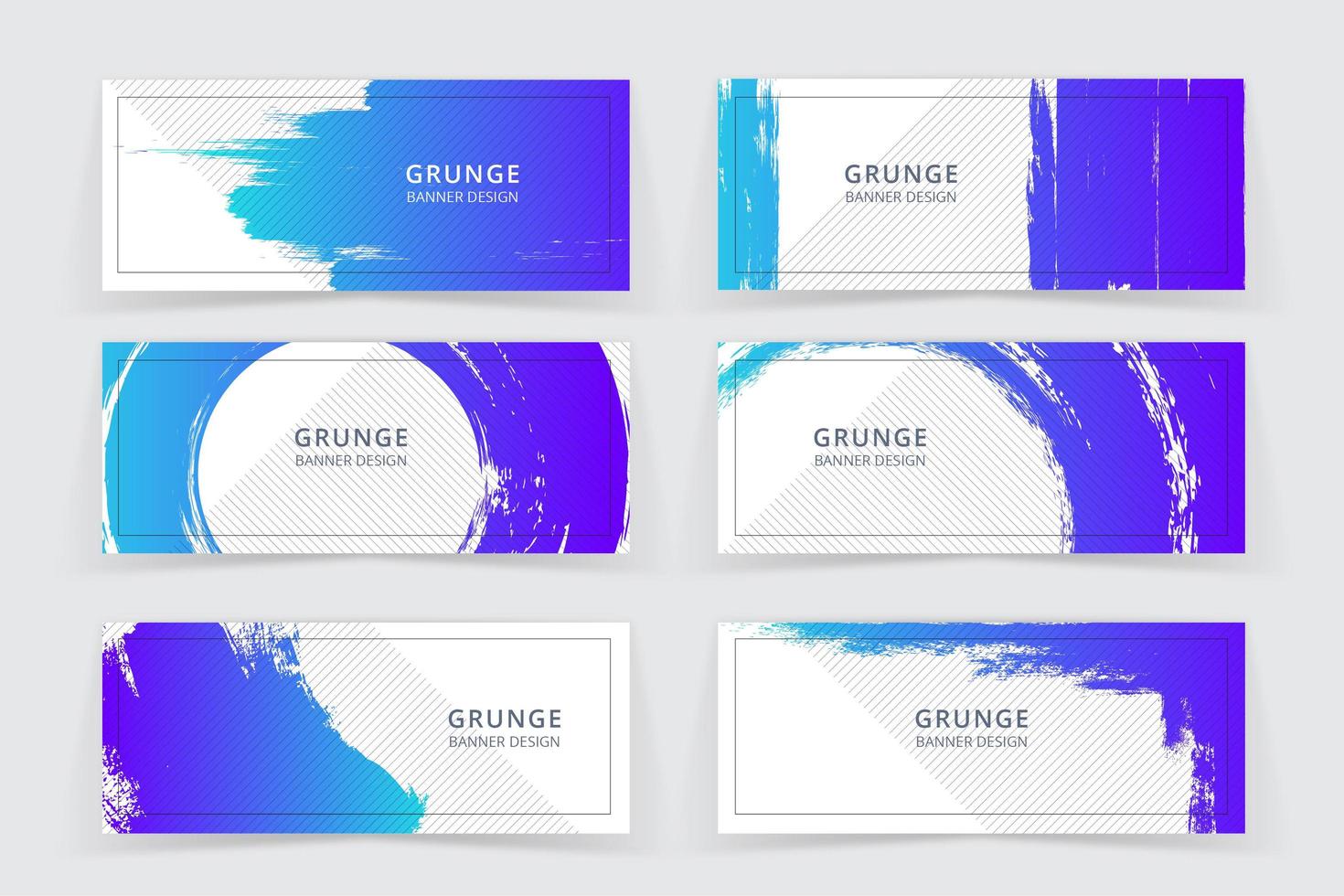 Insieme della bandiera di colore blu e viola di arte di Grunge vettore