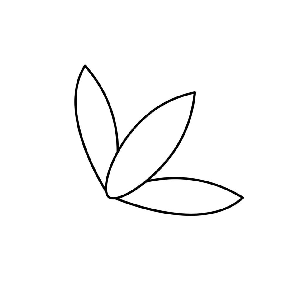 contorno disegno in bianco e nero di tre foglie. illustrazione vettoriale. pagina da colorare. vettore