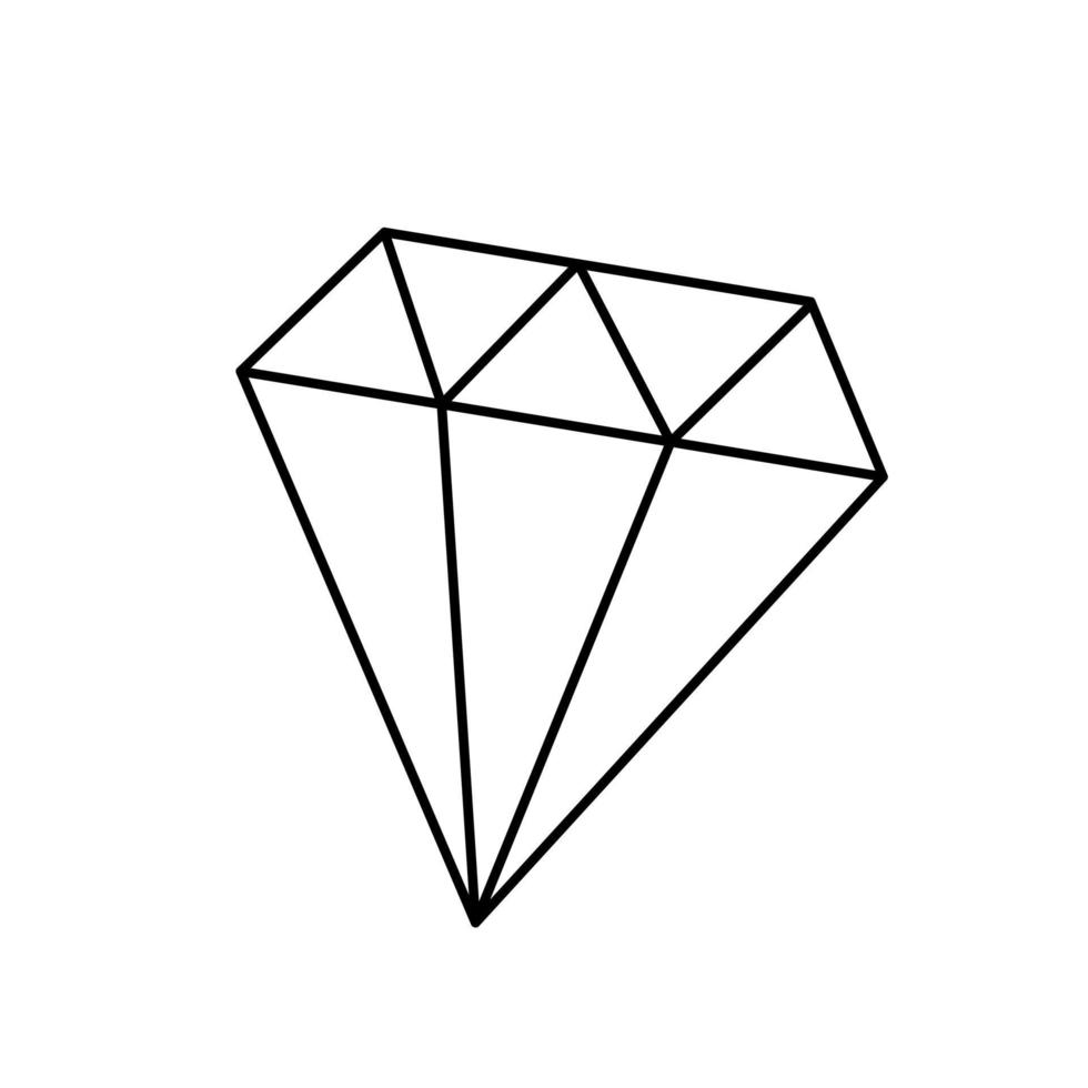contorno disegno in bianco e nero di un diamante tagliato. illustrazione vettoriale. pagina da colorare. vettore