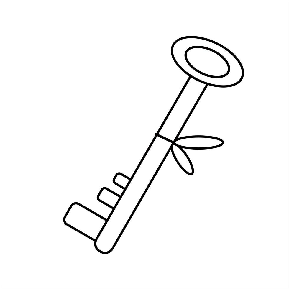 contorno disegno in bianco e nero di una chiave della porta. illustrazione vettoriale. pagina da colorare. vettore