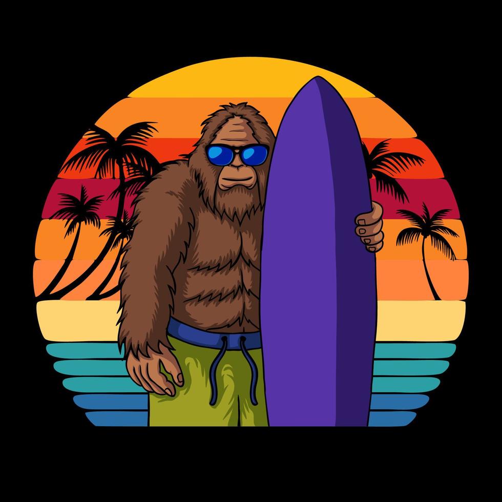 bigfoot pronto per il surf illustrazione vettoriale