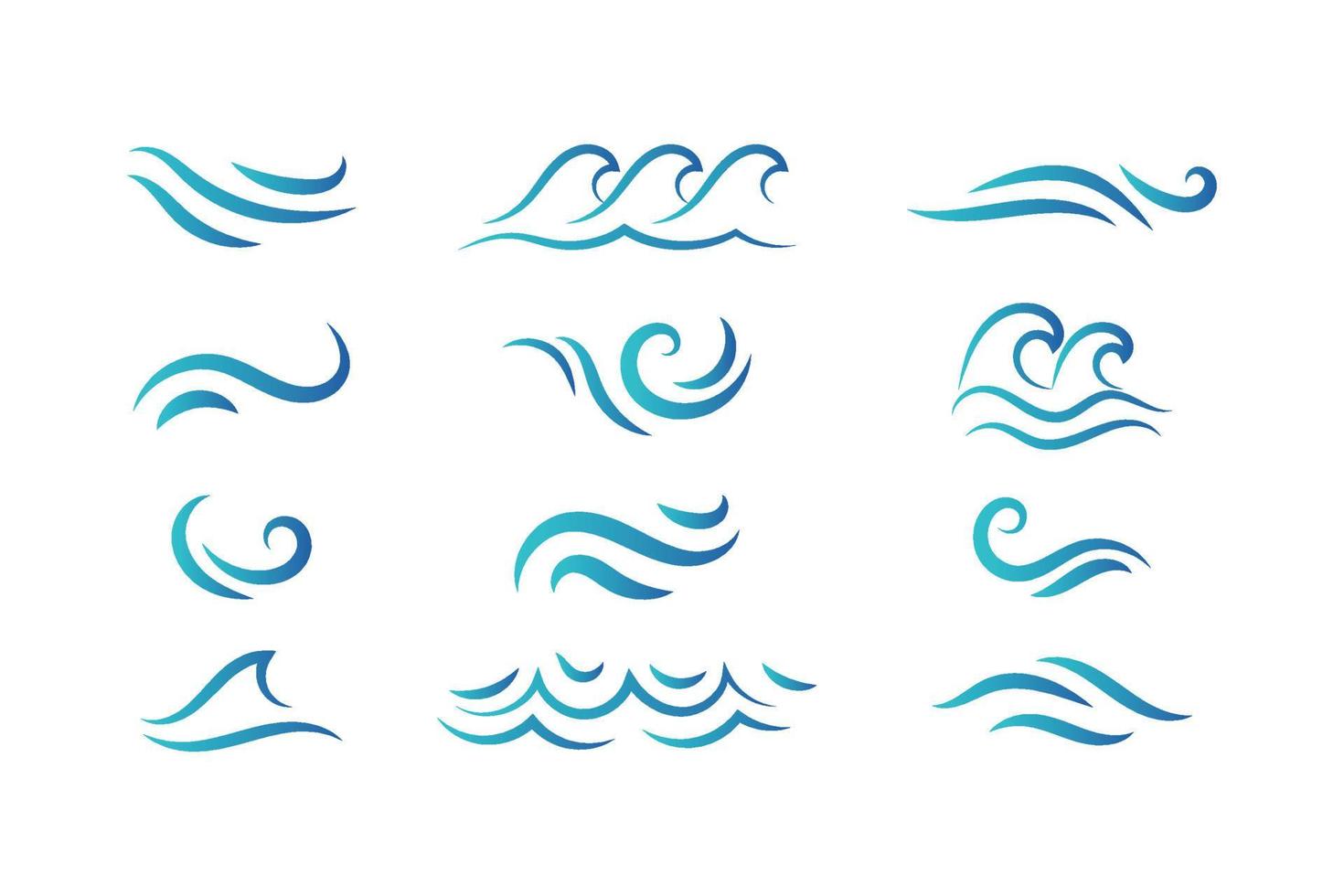 set di icone di onde d'acqua o d'aria vettore