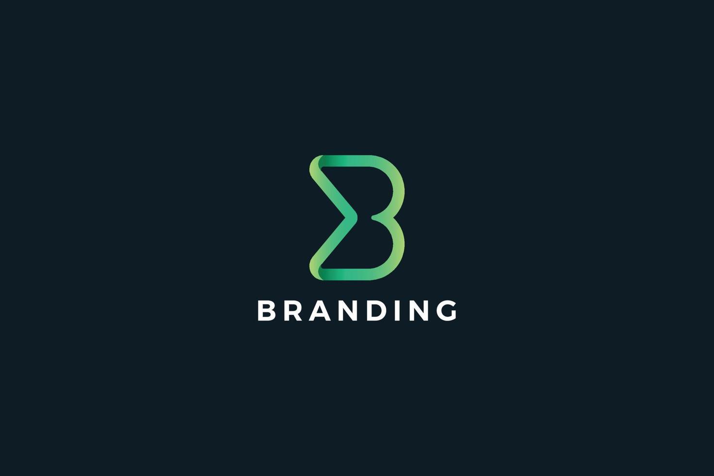 lettera b logo aziendale creativo di colore verde 3d vettore