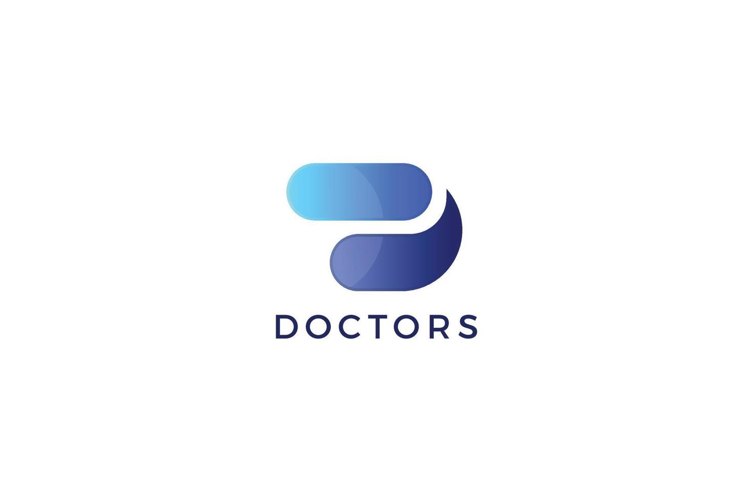 lettera d colore blu 3d creativo fantastico logo dei medici della capsula tecnologica vettore