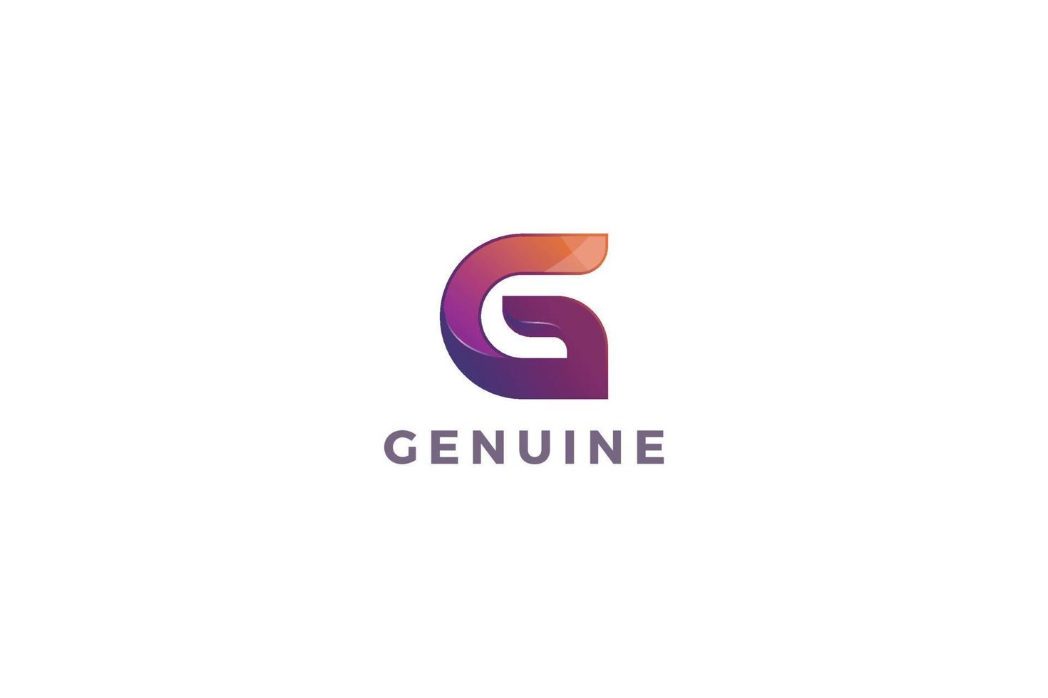 lettera g 3d design creativo del logo aziendale tecnologico di colore viola genuino vettore