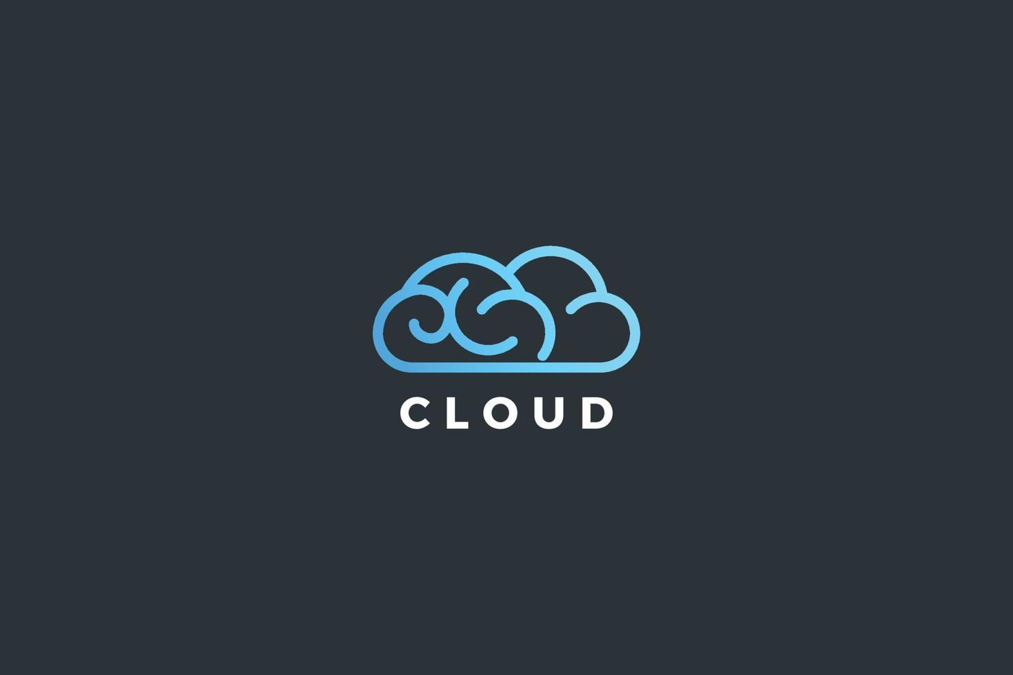 logo moderno tecnologico di cloud computing line art vettore