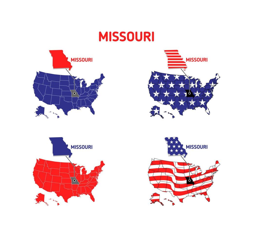 mappa del missouri con illustrazione di design bandiera usa vettore