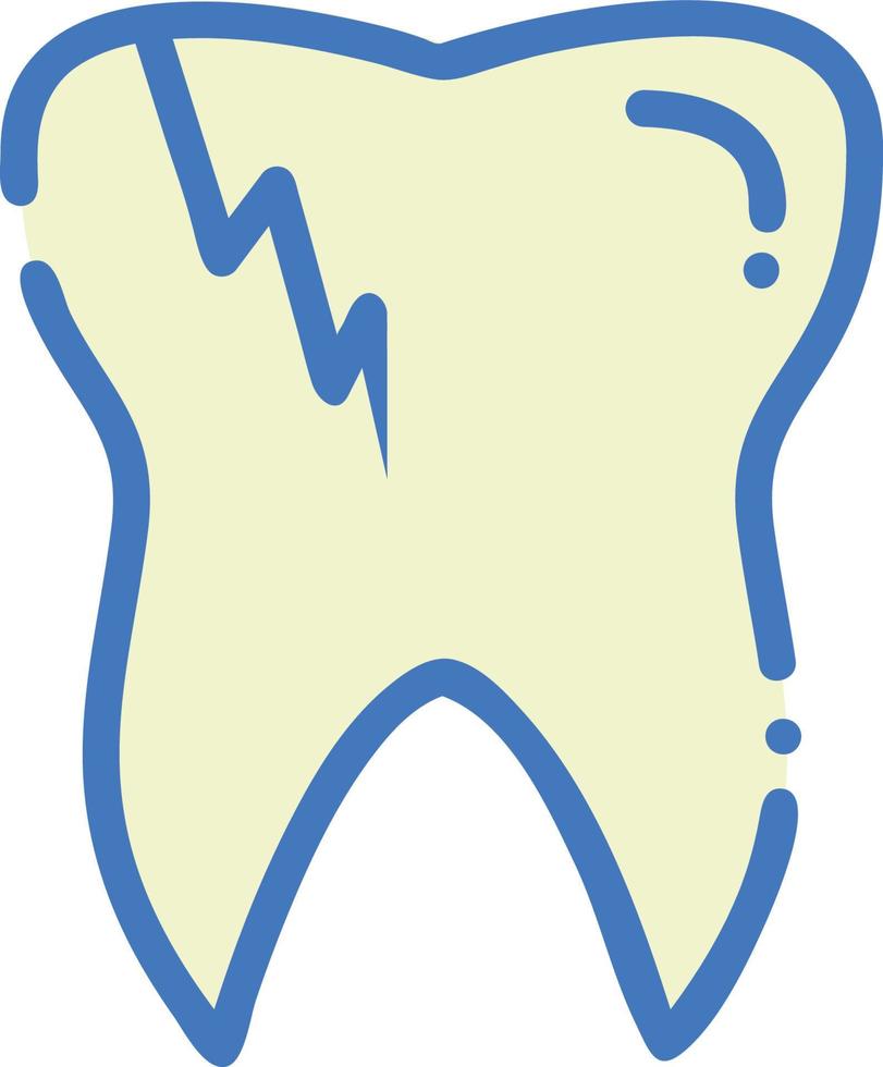 illustrazione dell'icona del dente rotto con stile piatto vettore