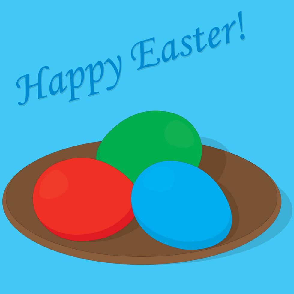 carta di congratulazioni di buona pasqua con uova colorate su illustrazione vettoriale piatto
