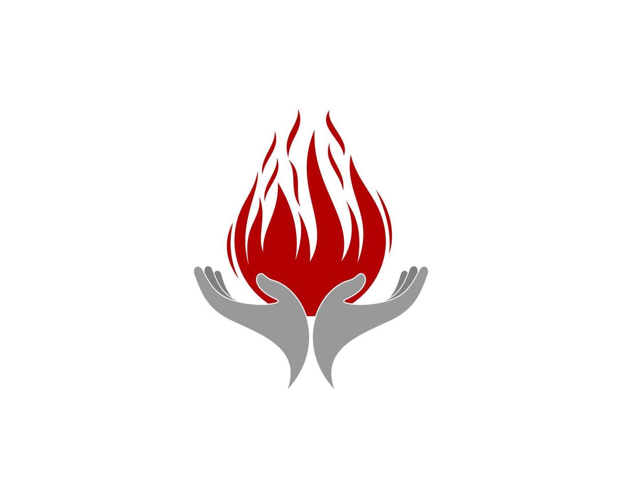 fiamma di fuoco sul logo per la cura delle mani vettore