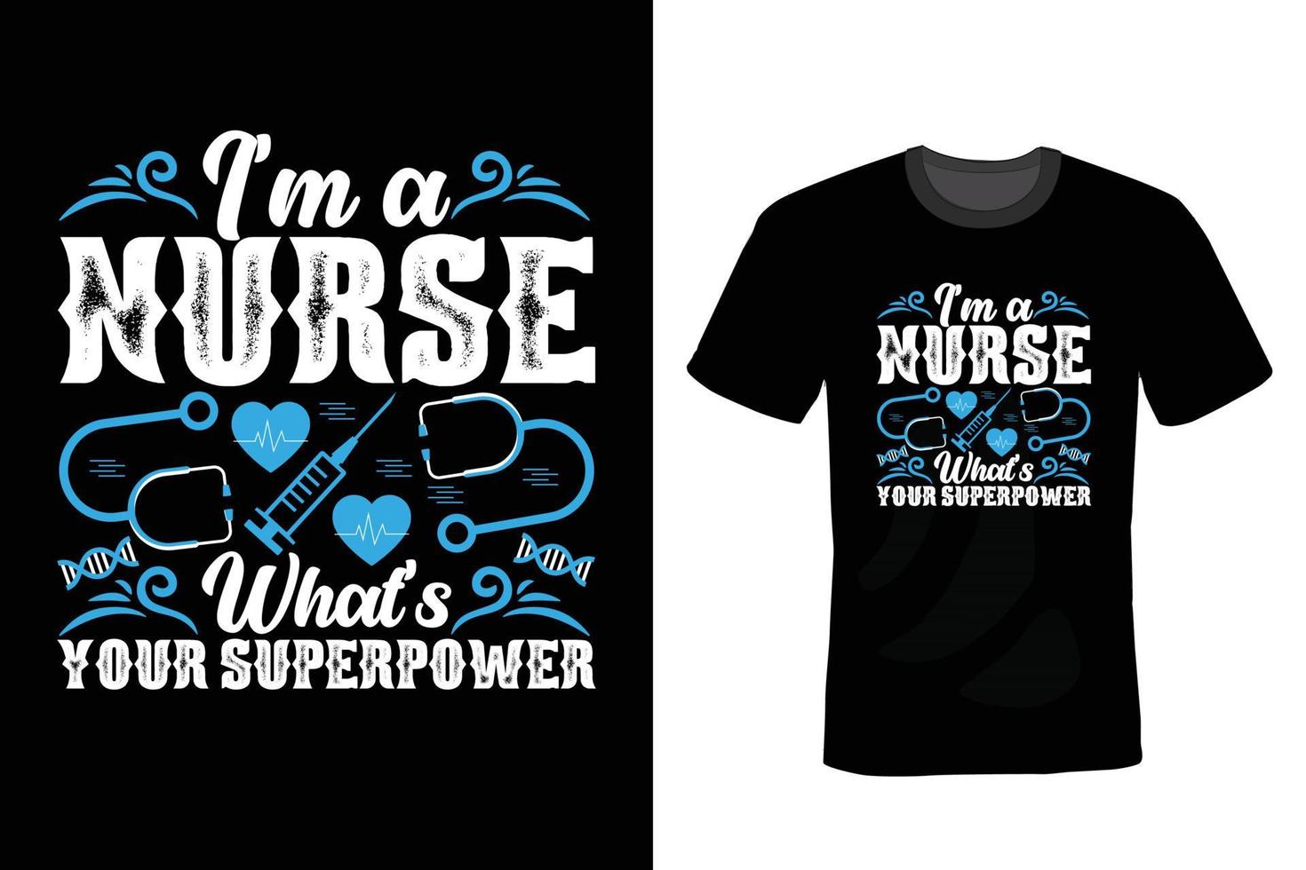 t-shirt da infermiera design, tipografia, vintage vettore