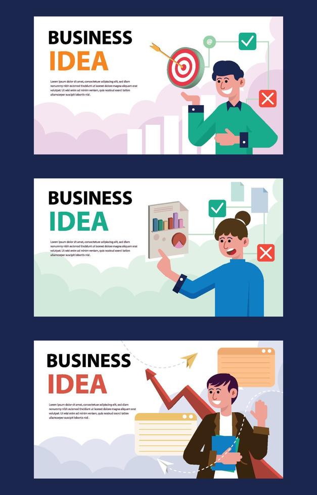 set di banner di idea di business vettore