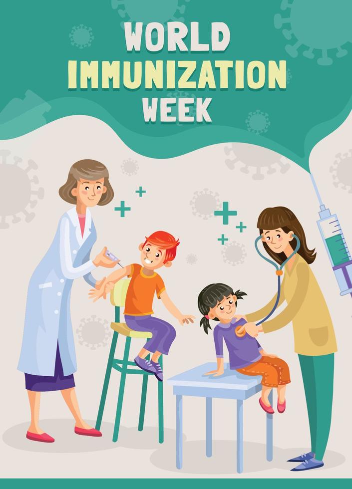 poster della settimana mondiale dell'immunizzazione vettore