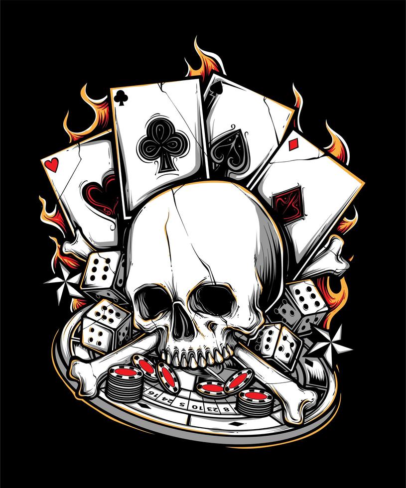 Illustrazione del teschio di poker vettore