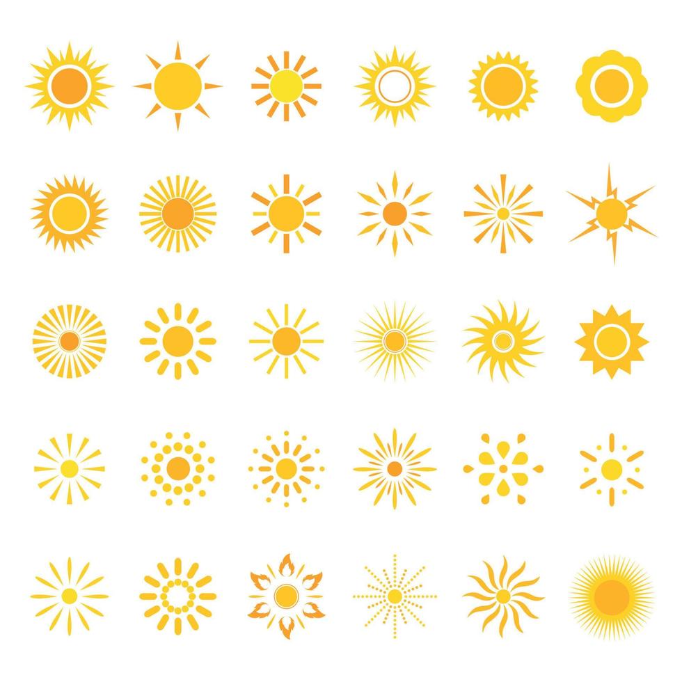 illustrazione set simboli del sole vettore