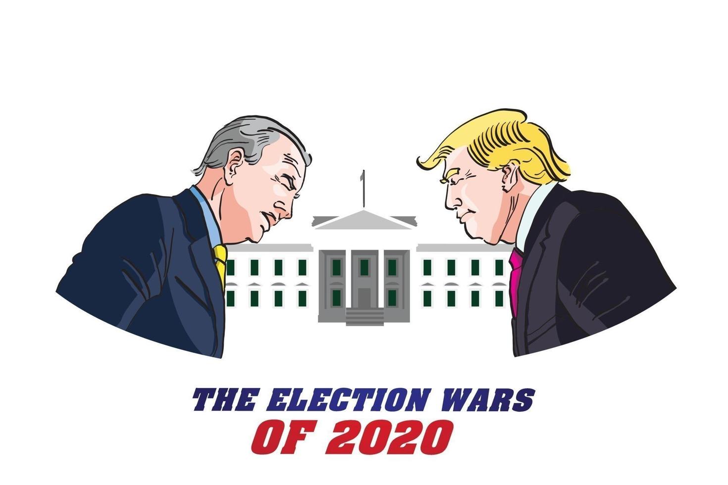 donald trump contro joe biden, candidati presidenziali per le elezioni americane del 2020 illustrazione vettoriale. vettore