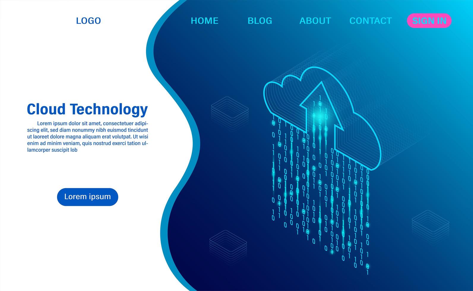 pagina di destinazione del cloud computing vettore