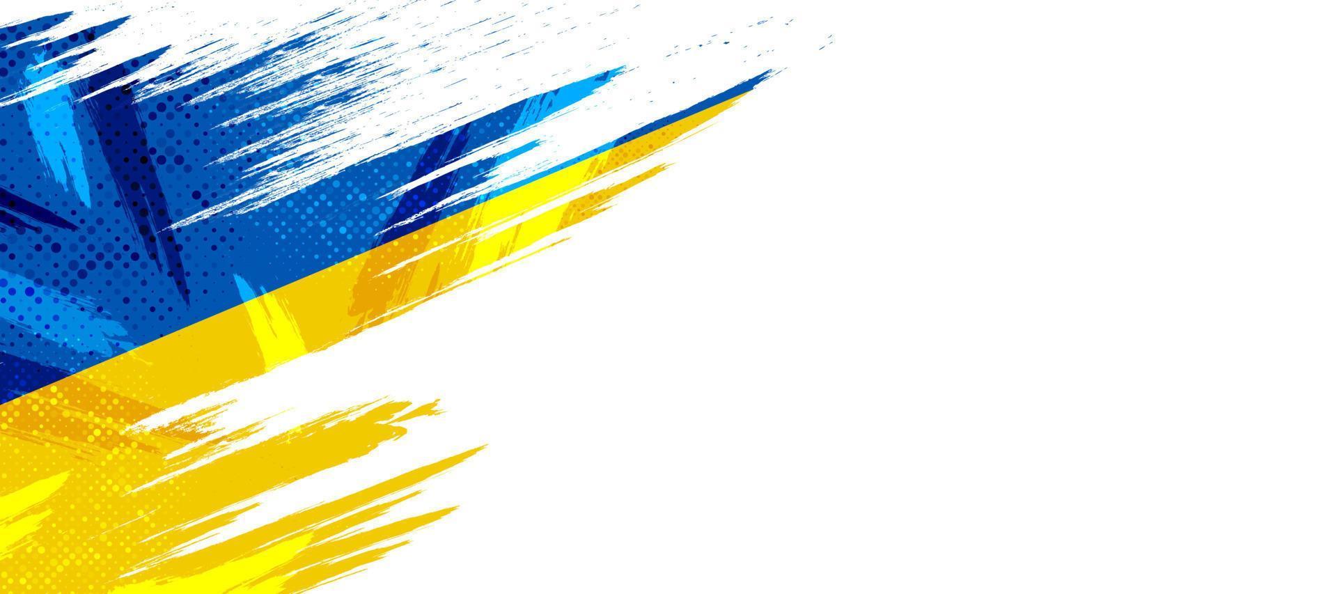 bandiera dell'ucraina con il concetto di pennello. bandiera dell'ucraina in stile grunge. prega per l'Ucraina. bandiera a pennello dipinta a mano del paese dell'ucraina vettore