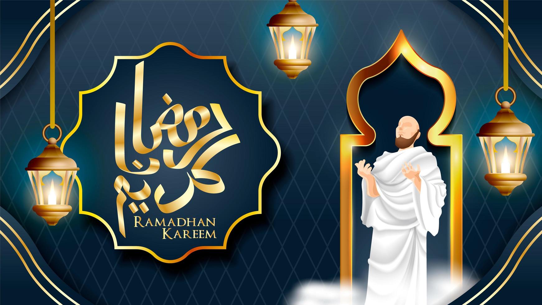 Ramadan Kareem pregando sfondo vettore
