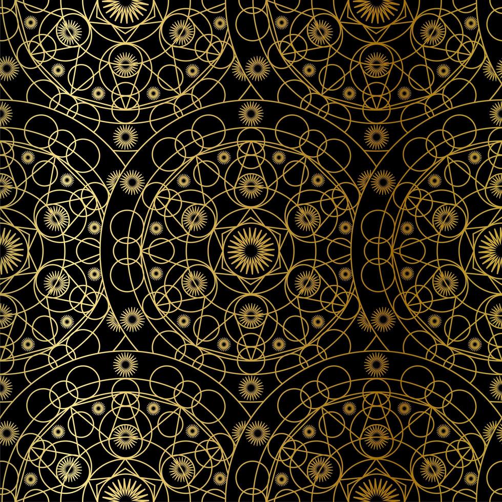 golden luxury art mandala boho seamless pattern vettore