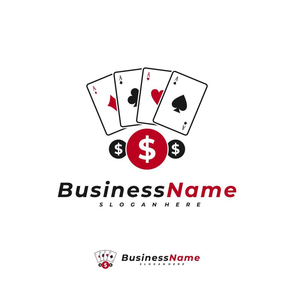 modello vettoriale del logo dei soldi del poker, concetti di design del logo dei soldi creativi