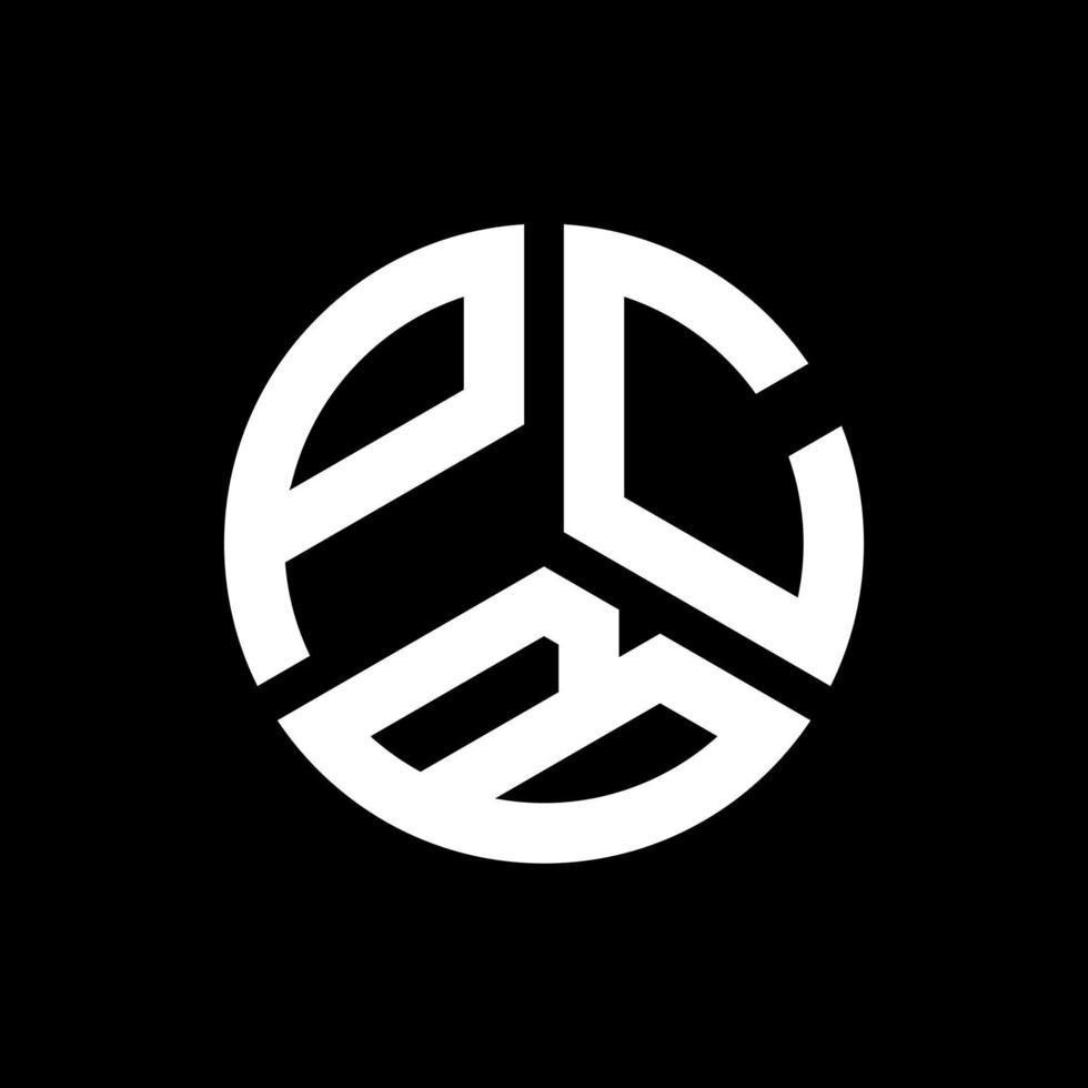 Pcb lettera logo design su sfondo nero. concetto di logo della lettera di iniziali creative del pcb. disegno della lettera del pcb. vettore