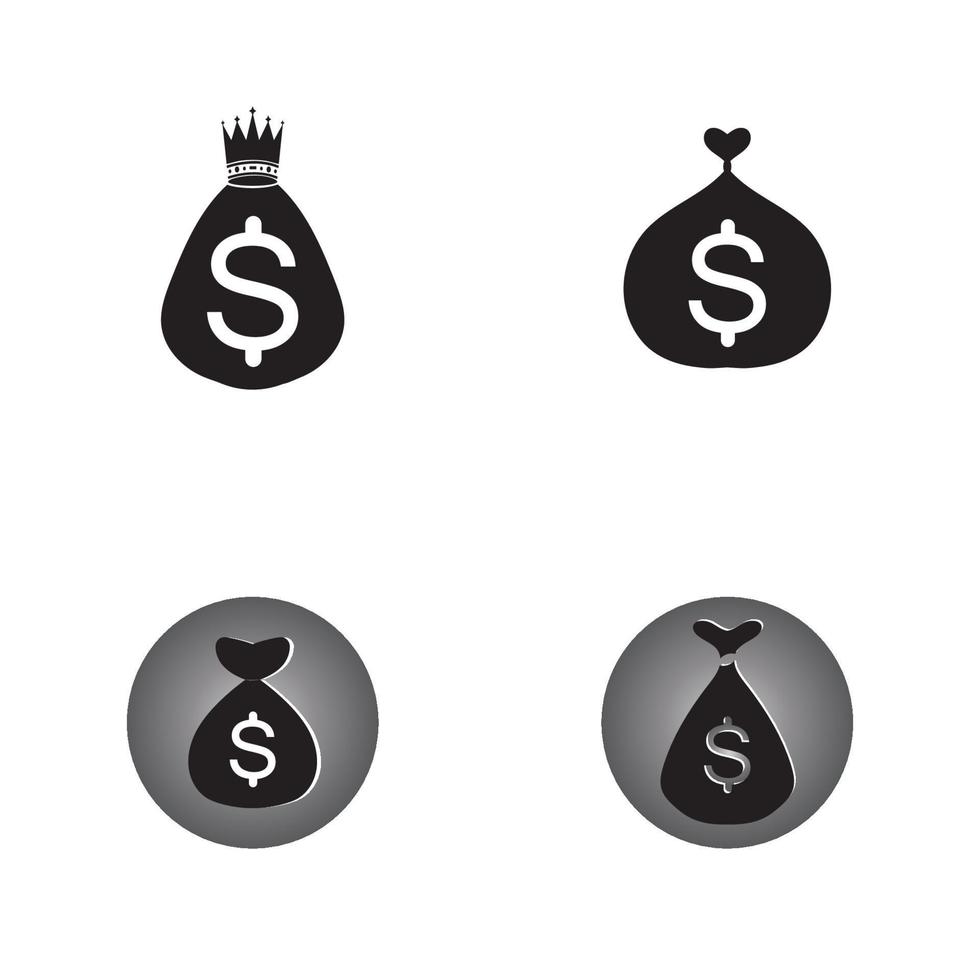 sacchetto di denaro impostato con l'icona del logo vettoriale simbolo del dollaro