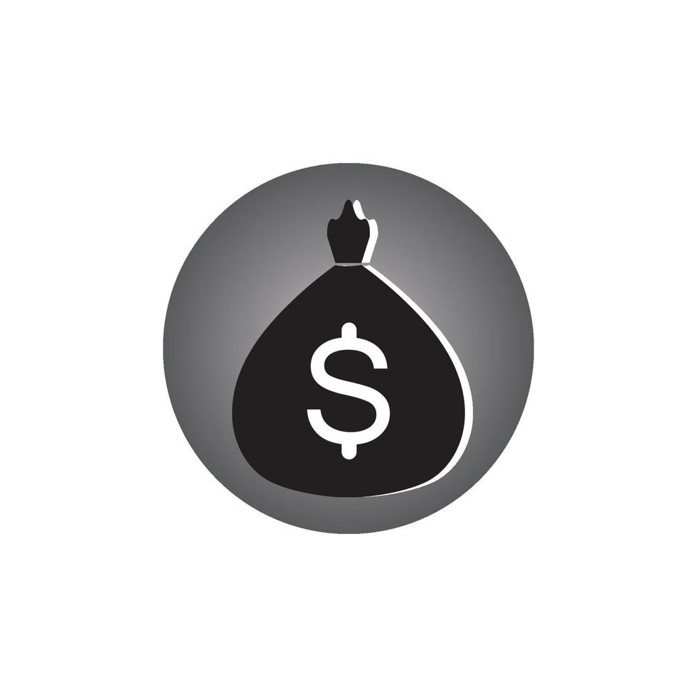 borsa dei soldi con l'icona del logo vettoriale del simbolo del dollaro