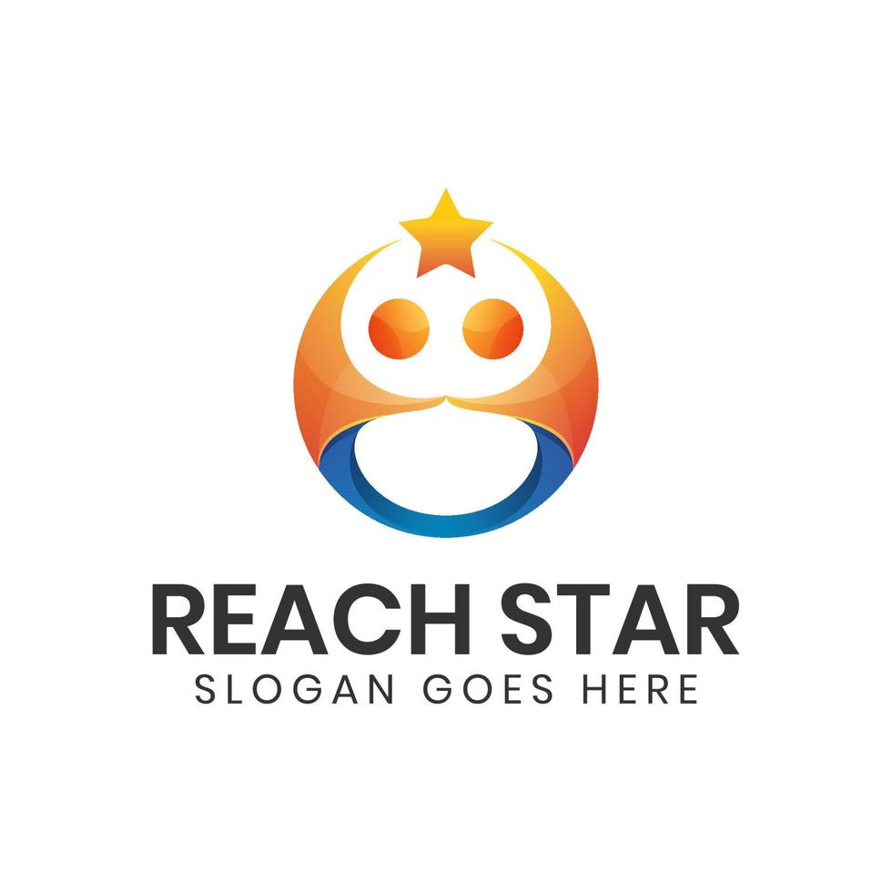 moderno logo a stella che raggiunge, design del logo della stella delle persone, modello vettoriale