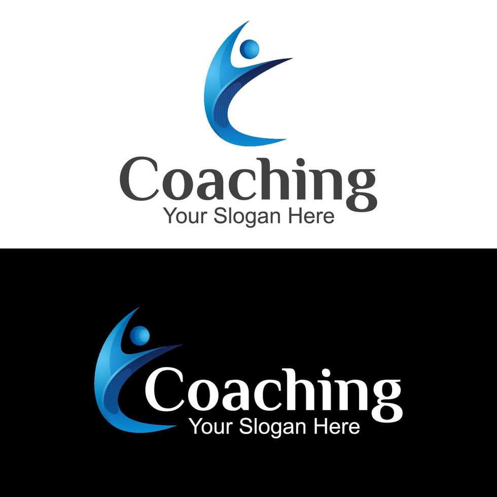 logo di coaching, lettera c con logo sfumato persone, design del logo di consulenza del marchio vettore